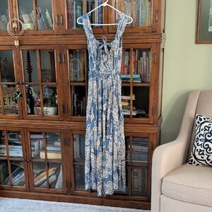 Angie Blue and Cream Paisley Maxi Dress